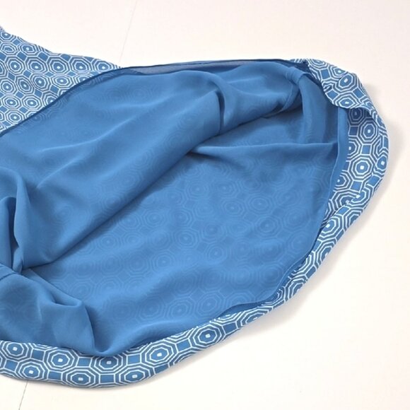 Jones New York Signature Blue White V Neck Sleeveless Dress Silk Lining  Size 4 - Picture 7 of 13